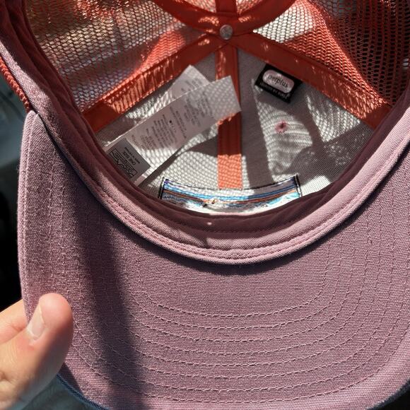 Patagonia P-6 Mesh Trucker Hat Adjustable Snapback Orange Pink Cap Patch Logo - Picture 10 of 11